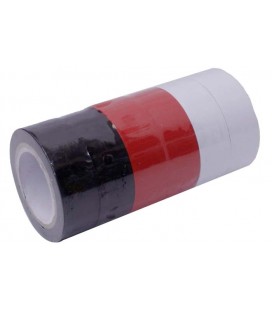 Lote 6 cintas aislantes 10x19mm (2 blancas,2 negras, 2 rojas)
