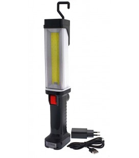 Lámpara multiuso recargable con 30 led +linterna 7 led. Incluye cargadores de batería a red y auto
