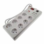 Regleta de enchufe 8x16A protec. sobretensión + 2 USB 2,1A