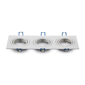ARO TRIPLE ORIENTABLE CUADRADO ENCASTRABLE ALUMINIO BLANCO