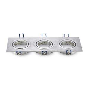 ARO TRIPLE ORIENTABLE CUADRADO ENCASTRABLE ALUMINIO PULIDO