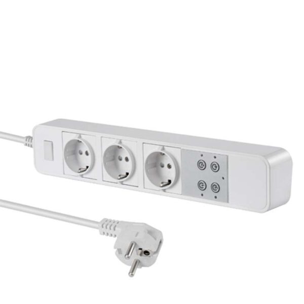 Regleta 3 Tomas schucko 16A protección sobretensión para control remoto compatible con Google Home y Amazon Alexa