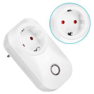 Enchufe 10A WIFI con protección sobretensión e interruptor, compatible con Google Home y Amazon Alexa