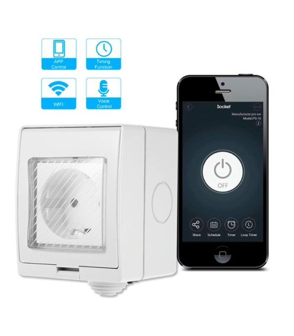 Enchufe estanco WIFI 16A con y protección sobretensión, compatible  con Google Home y Amazon Alexa