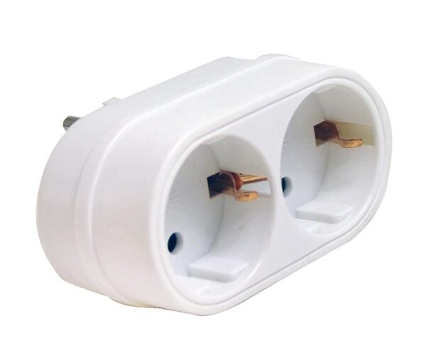 Enchufe adaptador doble frontal 16A