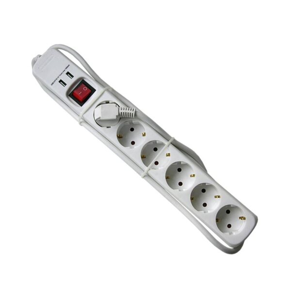 Base 6 tomas + 2 puertos USB  con interruptor 1,5M cable 3G1.5mm2