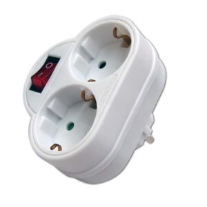 Adaptador doble frontal blanco 16A con interruptor