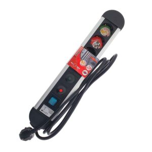 Regleta eléctrica multitomas de aluminio con protección sobretensión 2M 3G1,5MM2 + interruptor