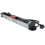 Regleta eléctrica multitomas de aluminio con protección sobretensión 2M 3G1,5MM2 + interruptor