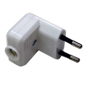 Clavija bipolar 10A acodada blanca