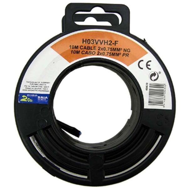 2x0,75mm² H03VVH2-F Cable manguera plana negro