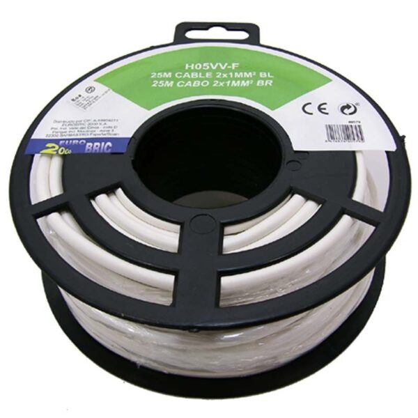 2x1mm² H05VV-F cable manguera redonda blanco