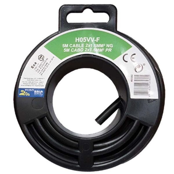 2x1,5mm² H05VV-F cable manguera redonda negro