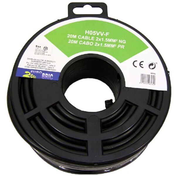 2x1,5mm² H05VV-F cable manguera redonda negro