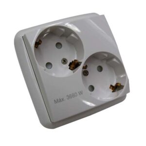 Toma Schuko doble 16A blanco Serie Lotus