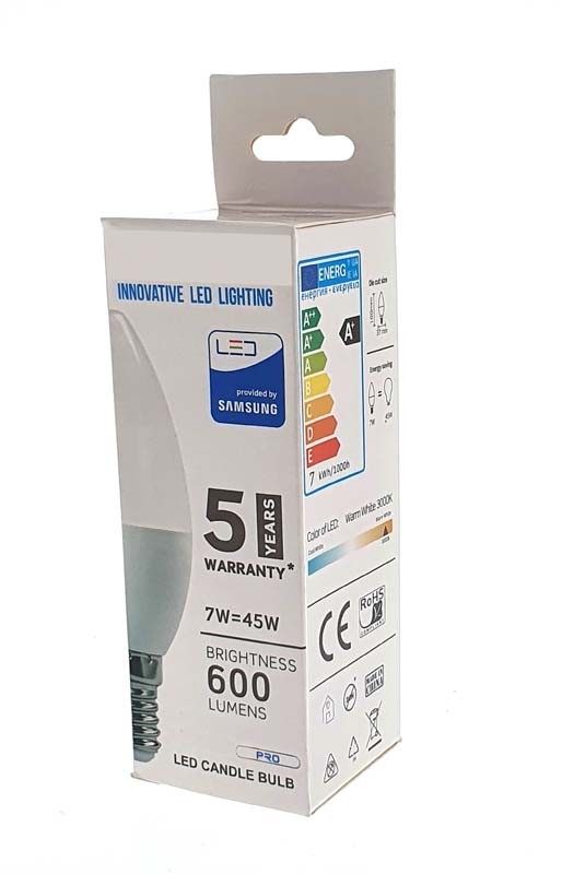 Bombilla Vela LED 7W E14 Chip SAMSUNG
