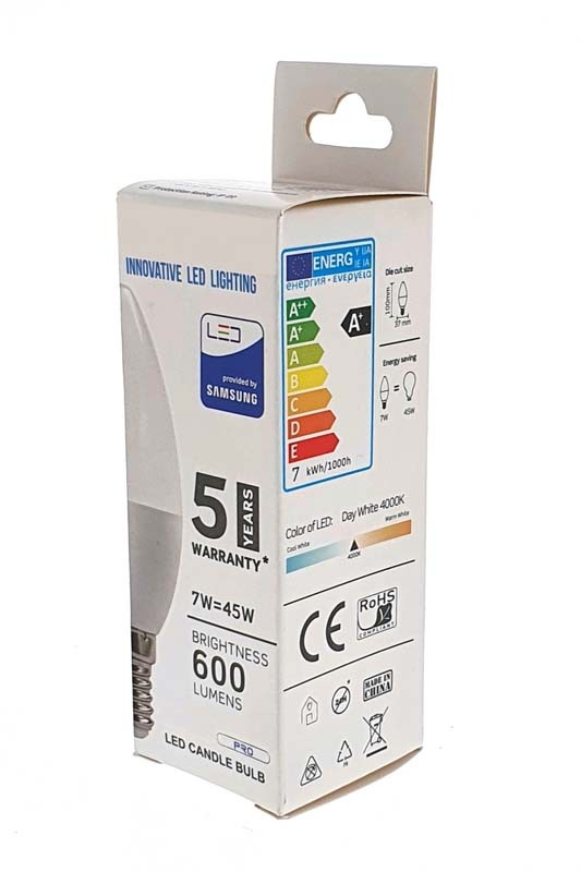 Bombilla Vela LED 7W E14 Chip SAMSUNG
