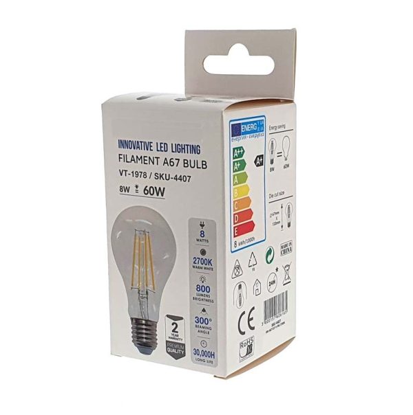 Bombilla Filamento 8W A67 E27 2700K 800 lumens Led