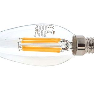 Bombilla Led Filamento 6w vela E14 2700K 600 lumens