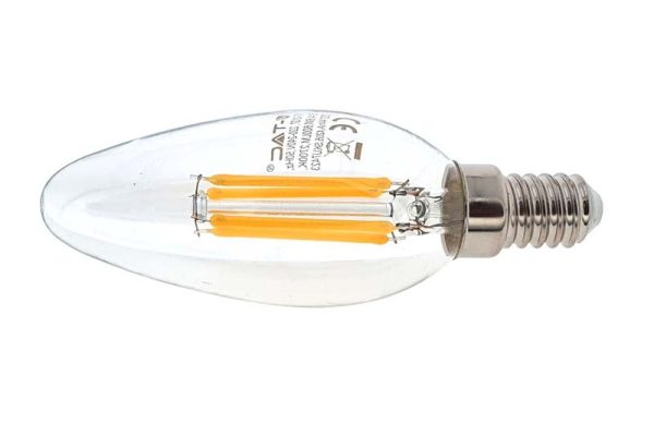 Bombilla Led Filamento 6W vela E14 2700K 600 lumens