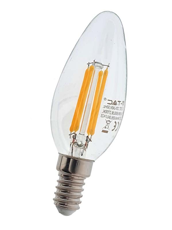 Bombilla Led Filamento 6W vela E14 2700K 600 lumens