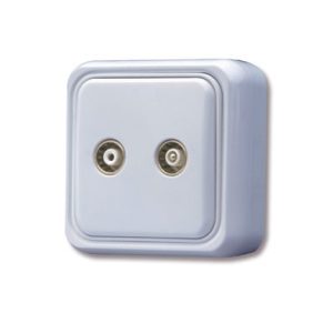 Base enchufe TV superficie plata
