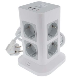 Regleta de Enchufes Vertical con Protección de Sobretensión