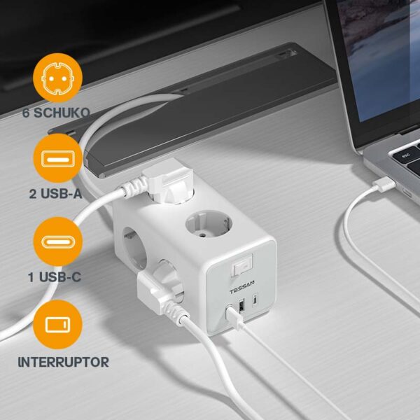 Base múltiple de enchufes con USB