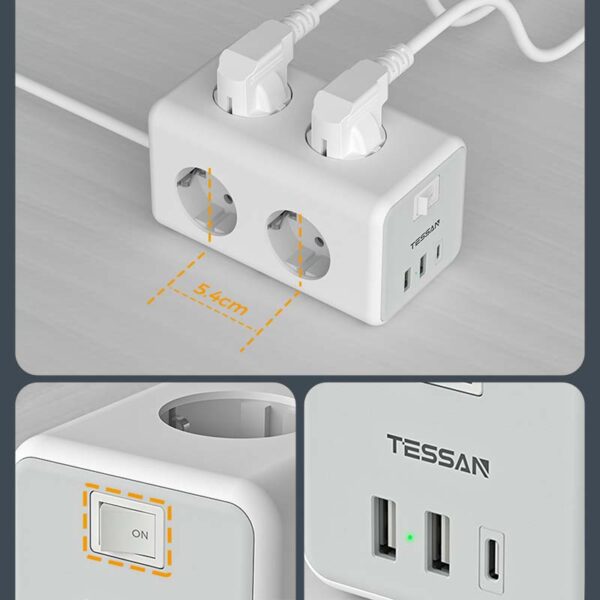 Base múltiple de enchufes con USB