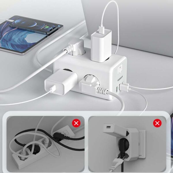 Base múltiple de enchufes con USB
