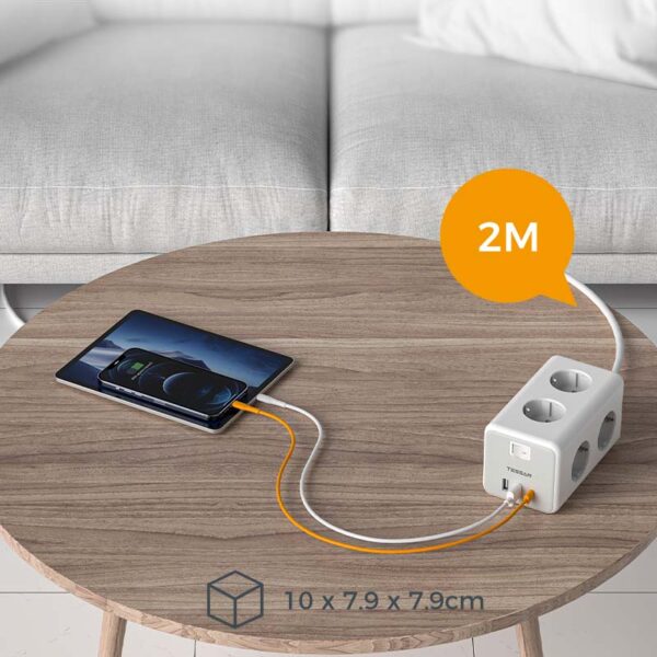 Base múltiple de enchufes con USB