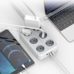 Regleta de Enchufes Eléctrica de 6 Tomas 16A Schuko con 3 Puertos USB